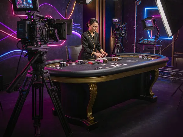 999JILI camera and lights facing a live-dealer table