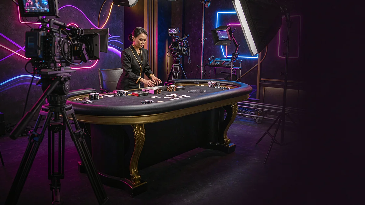 999JILI camera and lights facing a live-dealer table